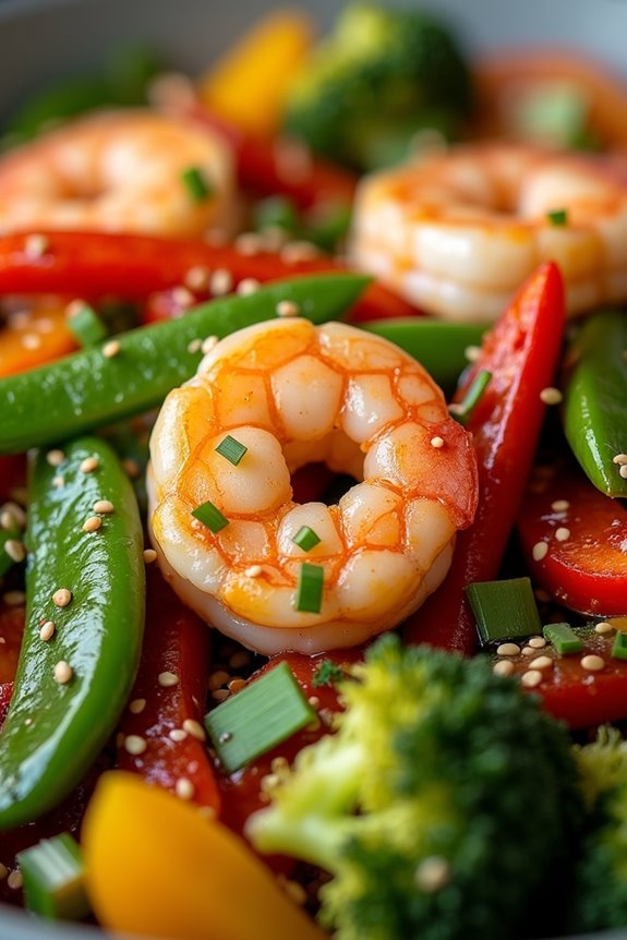 vibrant wild shrimp stir fry
