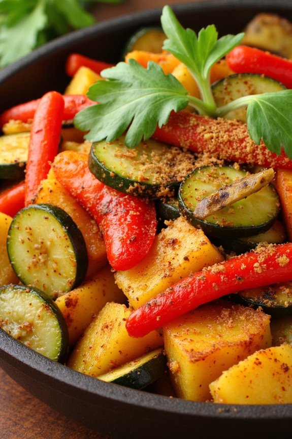 yuca and saut ed vegetables