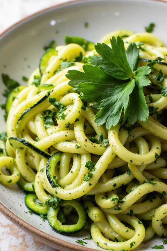 zucchini noodles with spicy sauce